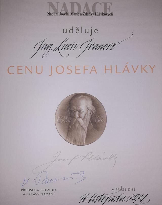 Cena Josefa Hlávky | Autor: Archiv Lucie Ivanové