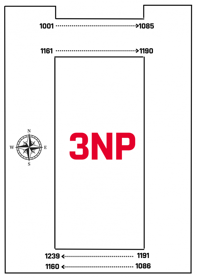 Schéma rozmístění skříněk v 3. NP